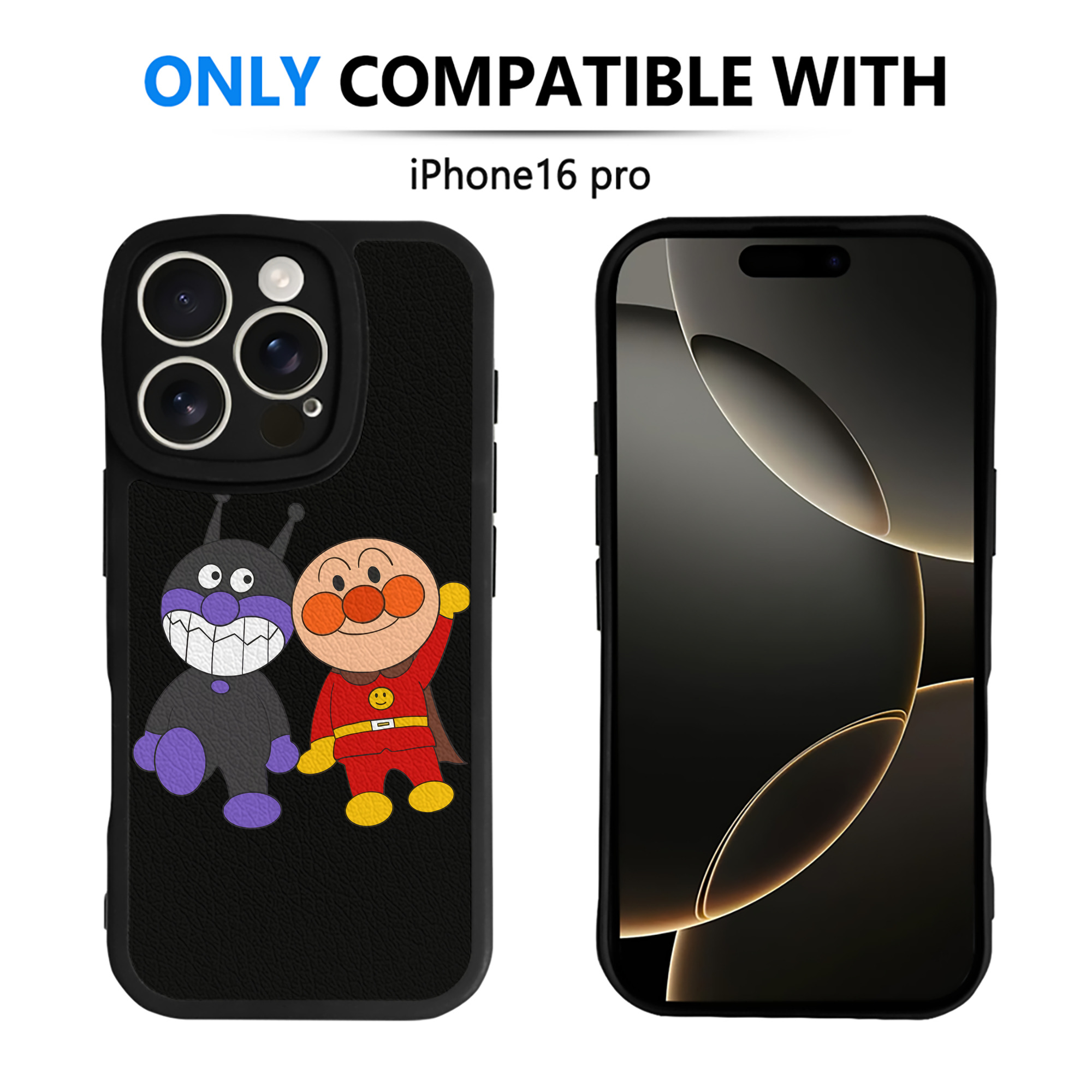 （画像用） アンパンマン Anpanman 【iPhone 16シリーズ対応】シリコンスマホケース（レザー調） 材質：シリコン